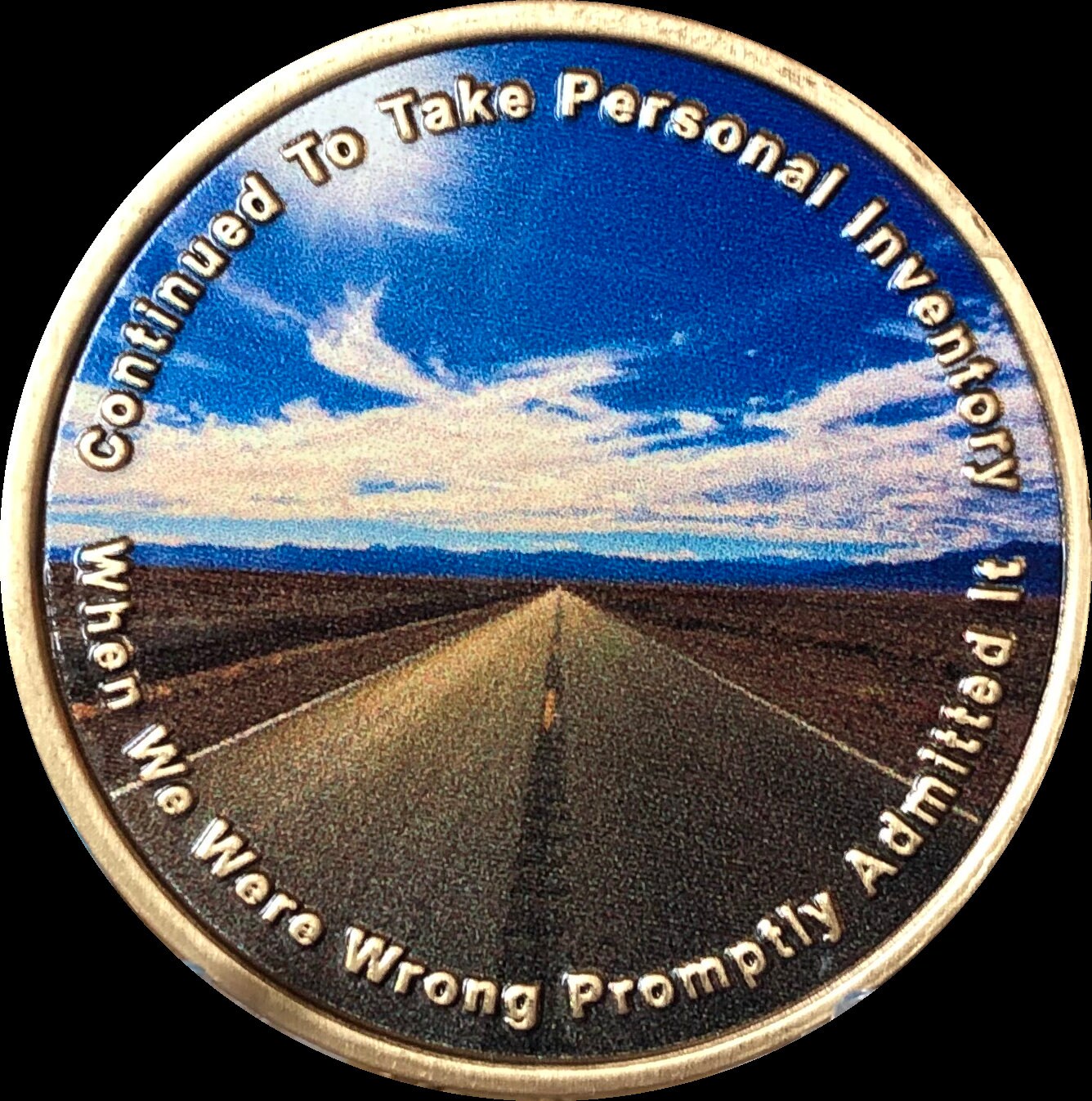 Step 10 Color Personal Inventory Daily Reprieve AA Sobriety Medallion Chip