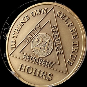 Large 24 Hours AA Medallion Heavy 1.5 Inch Premium Bronze Sobriety Chip