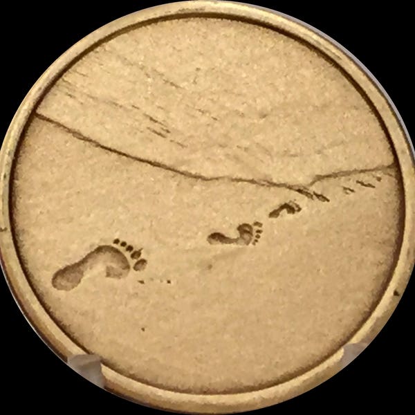 Footprints In The Sand Bronze Medallion Chip Coin Token Foot Prints Spiritual Gift