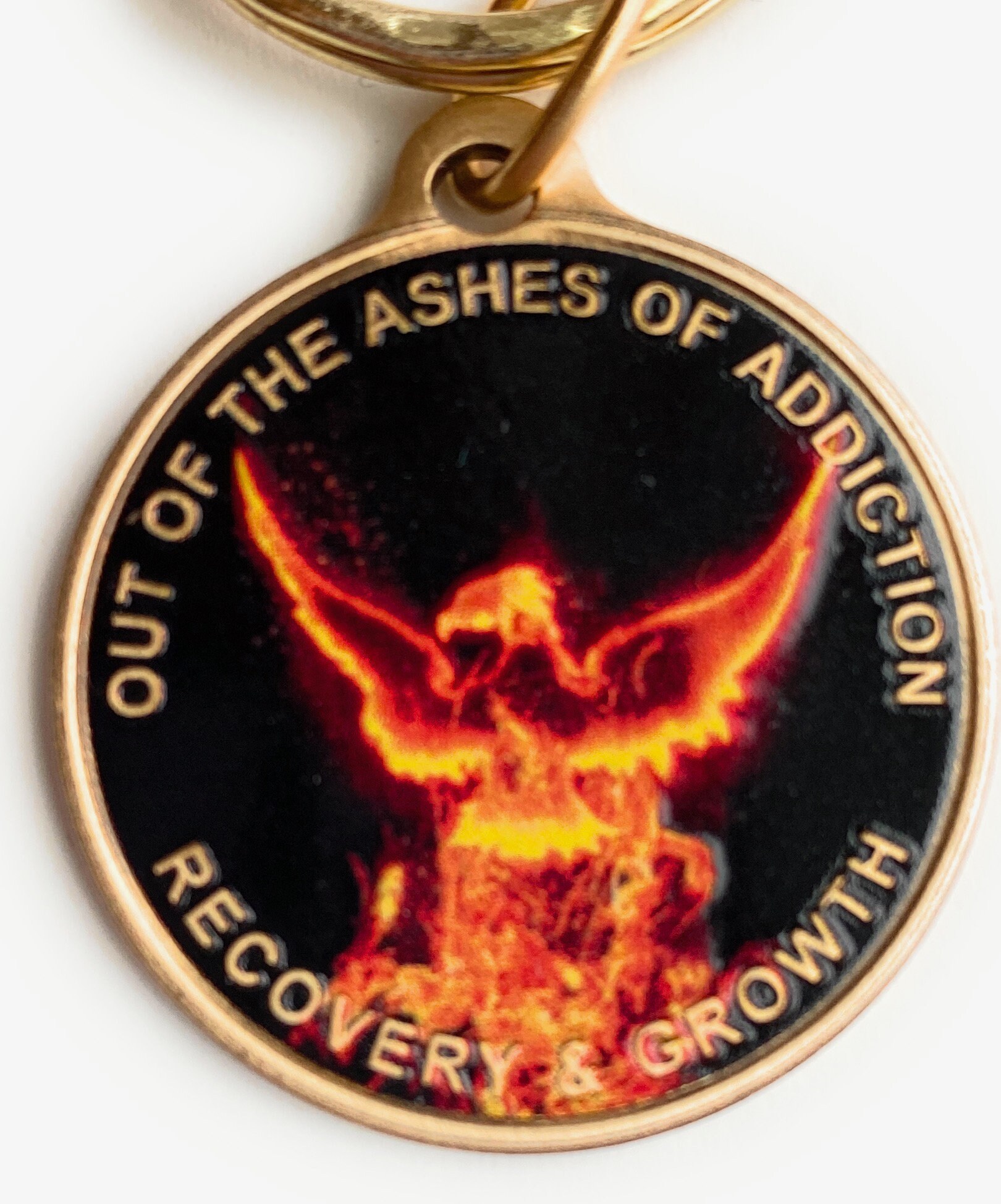 thumbnail image 2 of Sobriety Phoenix AA Medallion - Out Of Ashes Addiction Recovery Challenge Coin With Serenity Prayer 2 of 10