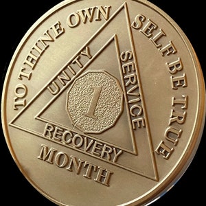 1 2 3 4 5 6 7 8 9 10 or 11 Month AA Medallion Large 1.5 Heavy Premium Bronze Sobriety Chip image 1