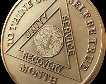 1 2 3 4 5 6 7 8 9 10 or 11 Month AA Medallion Large 1.5" Heavy Premium Bronze Sobriety Chip