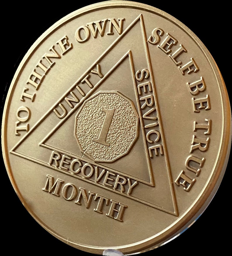 1 2 3 4 5 6 7 8 9 10 or 11 Month AA Medallion Large 1.5 Heavy Premium Bronze Sobriety Chip image 1