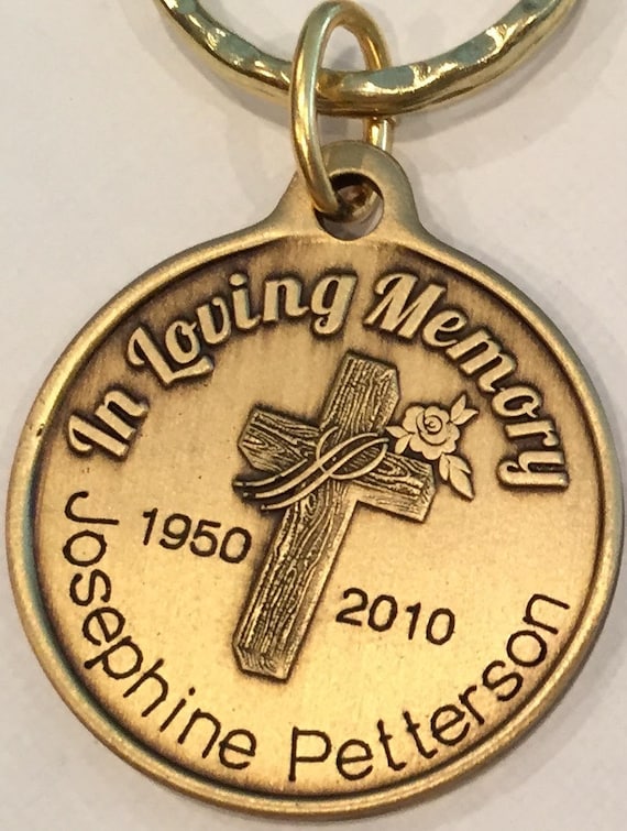 In Loving Memory Cross Rose Memorial Bronze Medallion Gift Coin Chip