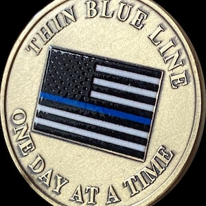 Thin Blue Line Police Law Enforcement American Flag One Day At A Time Medallion