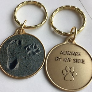 Immer an meiner Seite Haustier Hund Pfotenabdruck Fußabdruck Strand Bronze Schlüsselanhänger