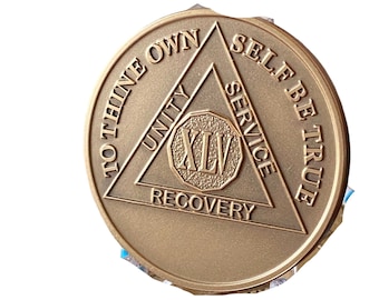 11 Year Sobriety Chip - Premium Bronze AA Medallion With Serenity Prayer (34x2mm) - View #9
