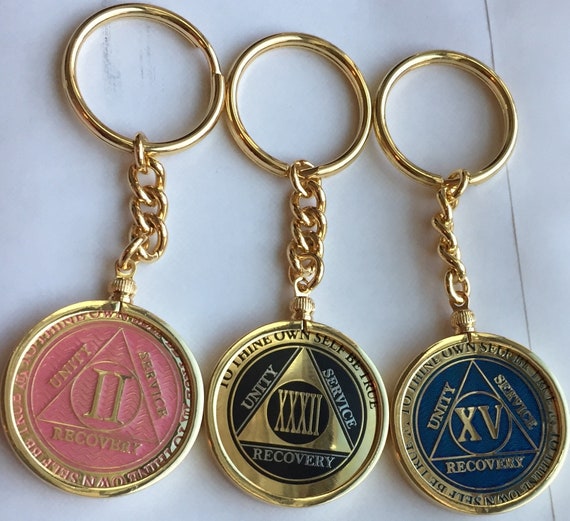 Triplate Sobriety Aa Coin Keychain Holder AA Medallion Keychain