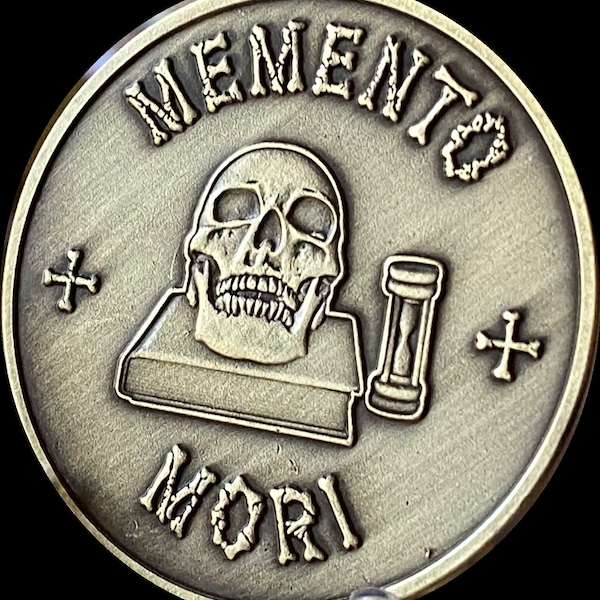 Memento Mori Medallion Skull Hourglass Remember You Must Die Coin