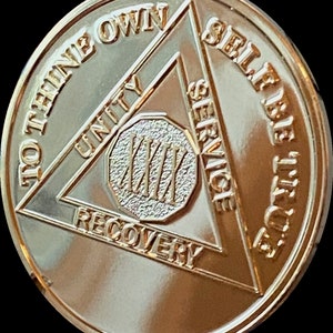 29 Year AA Medallion 22k Gold Plated Sobriety Chip 34mm x 3mm Coin Size