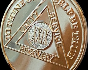 29 Year AA Medallion 22k Gold Plated Sobriety Chip 34mm x 3mm Coin Size