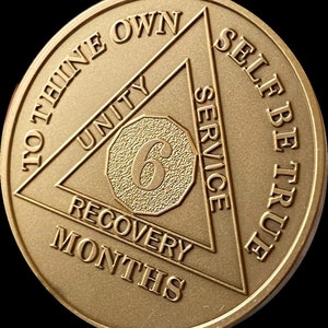 1 2 3 4 5 6 7 8 9 10 or 11 Month AA Medallion Large 1.5 Heavy Premium Bronze Sobriety Chip image 4