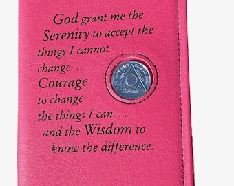 AA Big Book AND Cover Medallion Holder Leather Like Feel Black Purple Pink Blue Aqua White