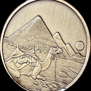 Camel In The Desert With Pyramids Medallion Sobriety Chip AA NA Gift