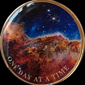 Webb Telescope Carina Nebula Medallion One Day At A Time Serenity Prayer Coin