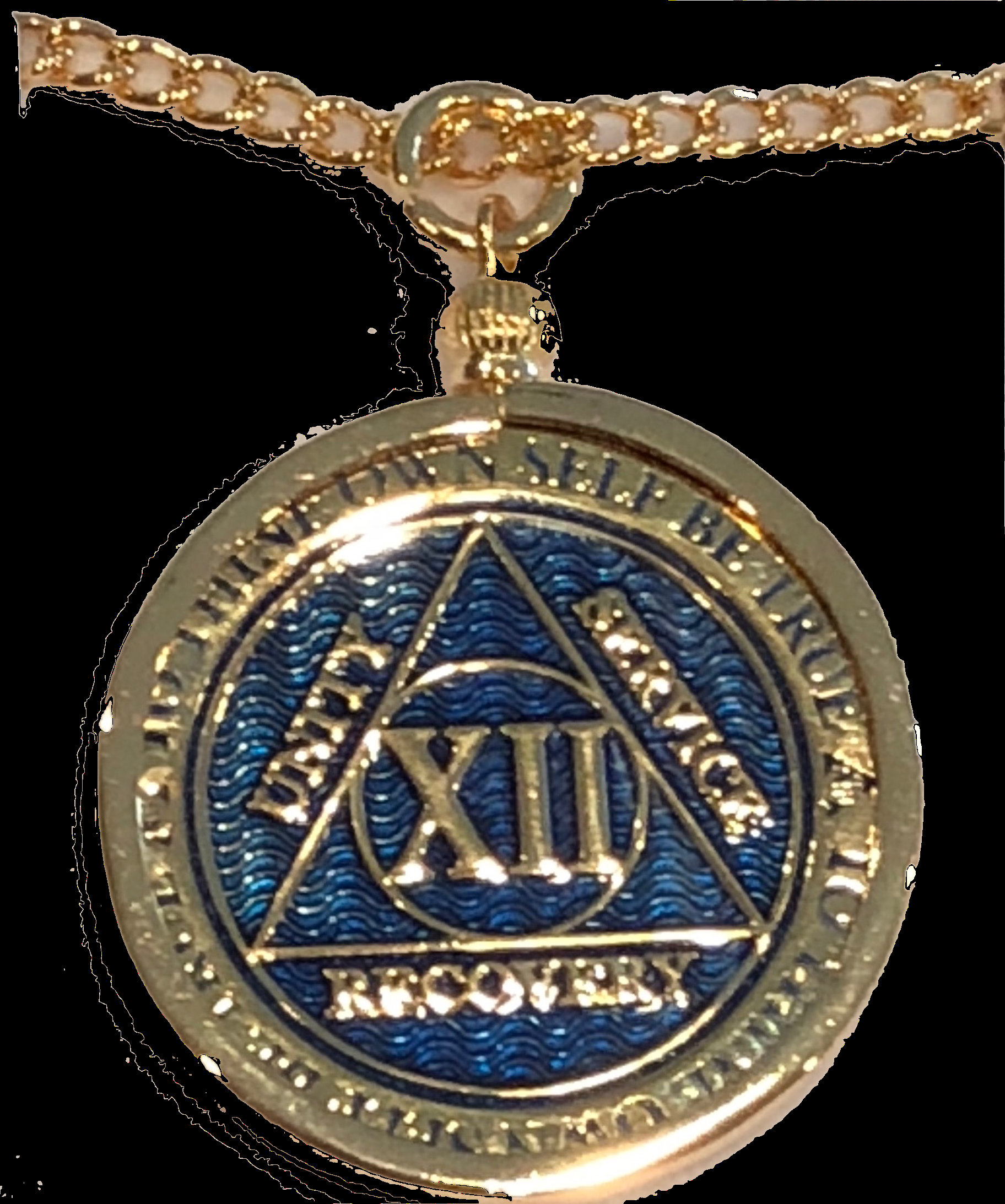 Bling Gold AA Medallion Necklance - 34mm Crystal Recovery Chip Holder — AA  Medallion Store
