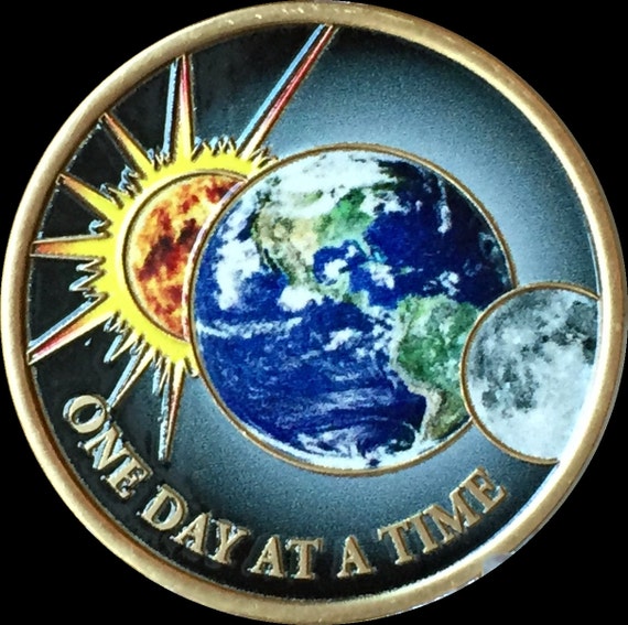 Universe Color One Day At A Time Medallion Sun Moon Earth Serenity Prayer Chip
