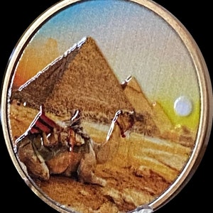 Color Camel In The Desert With Pyramids Medallion Sobriety Chip AA NA Gift