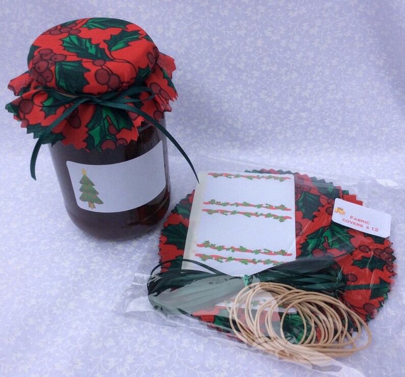 Jam Covers Xmas Fabric Lid Top Covers X 12 Includes Etsy
