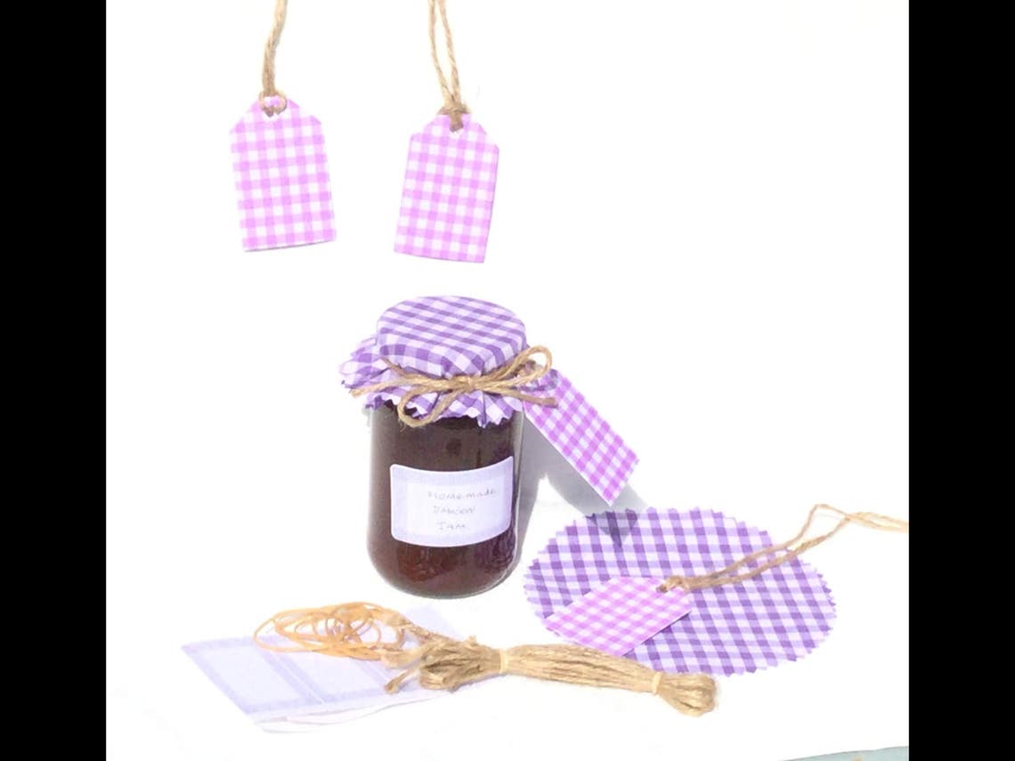 Jam Covers X 12 Fabric Lid Tops PURPLE Gingham Includes Etsy UK