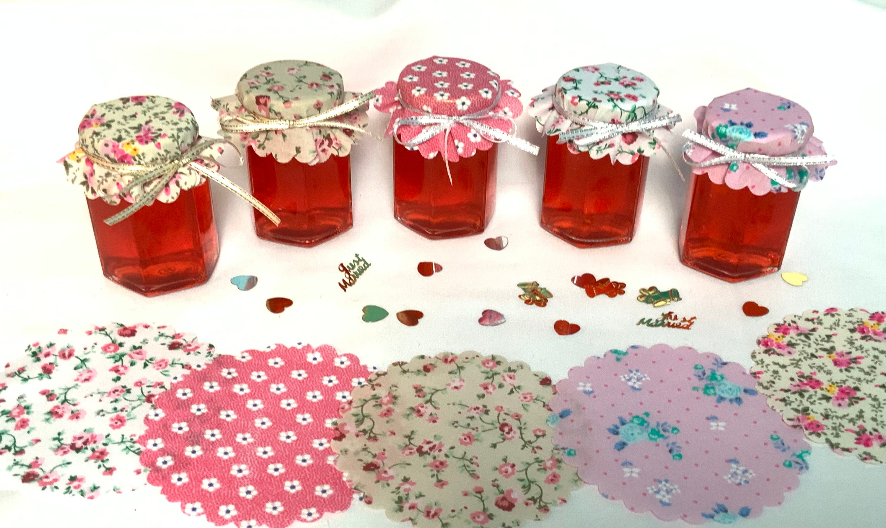 50 X Fabric Jam Jar Wedding Fabric Lid Covers 6 PINK Patterns Etsy