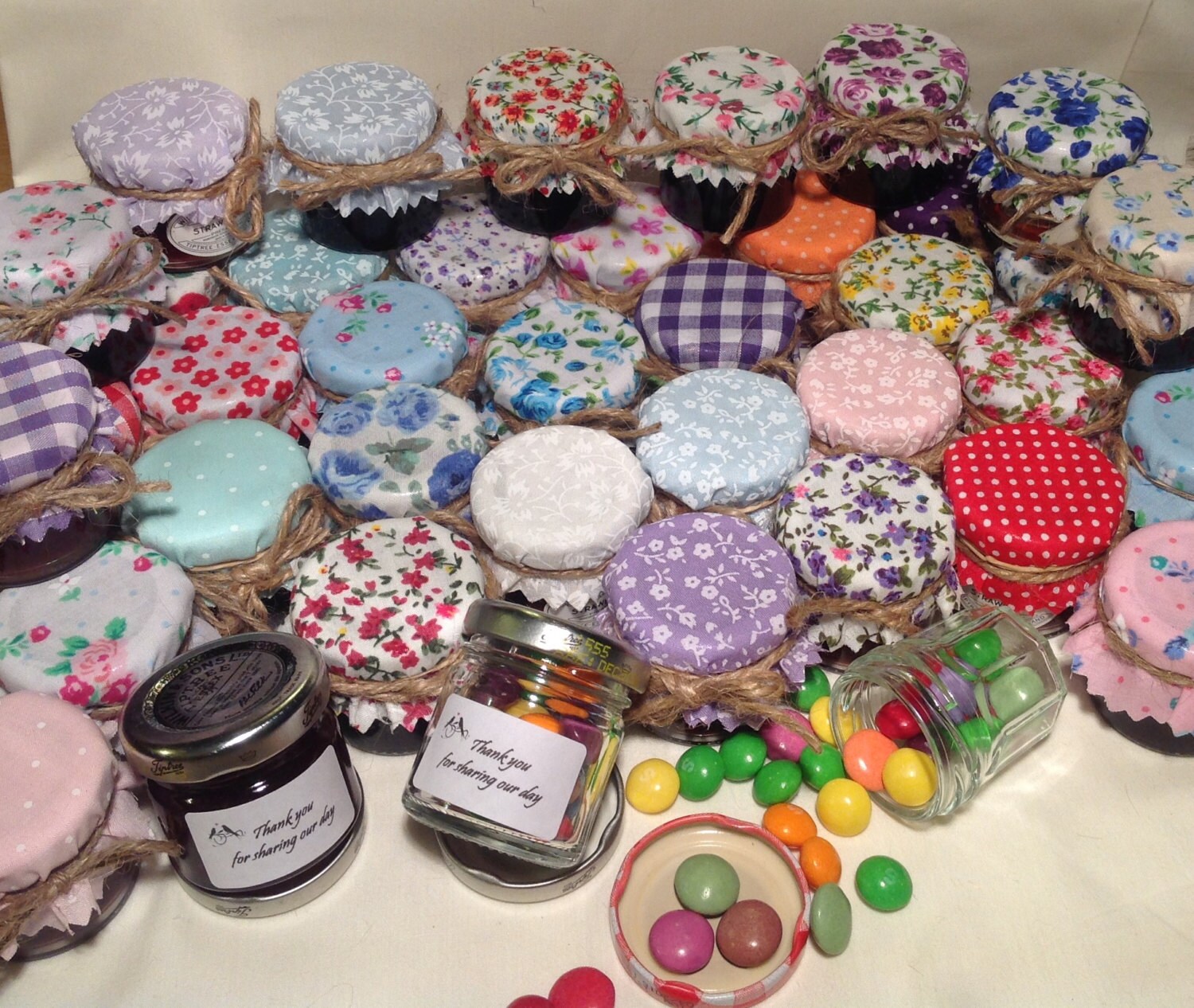 50 X Jam Covers/wedding Favour Fabric Lid Tops to Fit Jar Lids Etsy