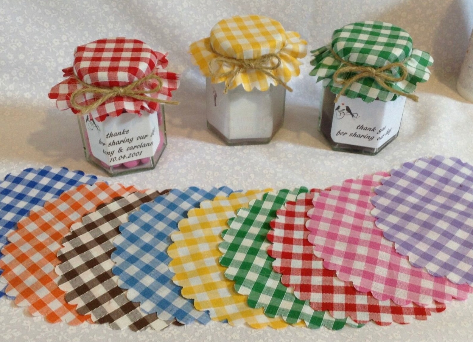 JAM Jar tops cloth X 50 GINGHAM includes bands and twine 2 Etsy