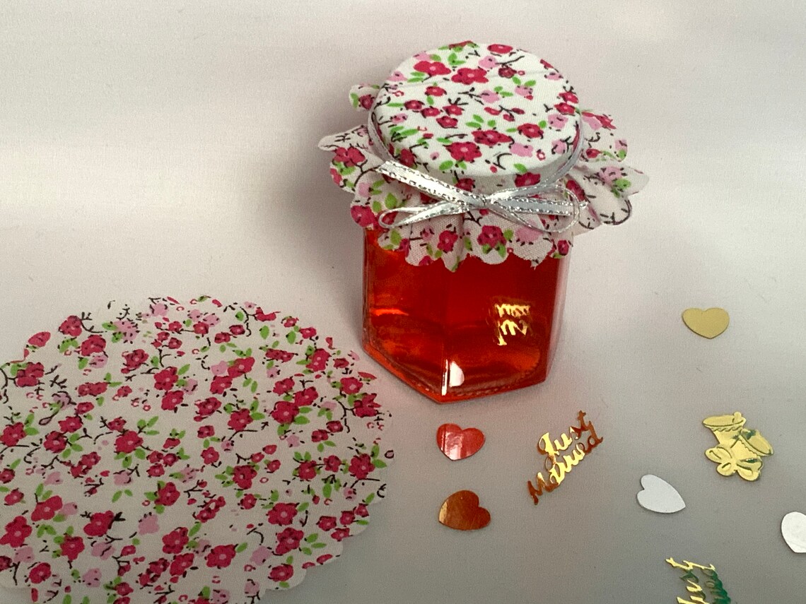 50 X fabric jam jar Wedding fabric lid covers 5 RED patterns Etsy