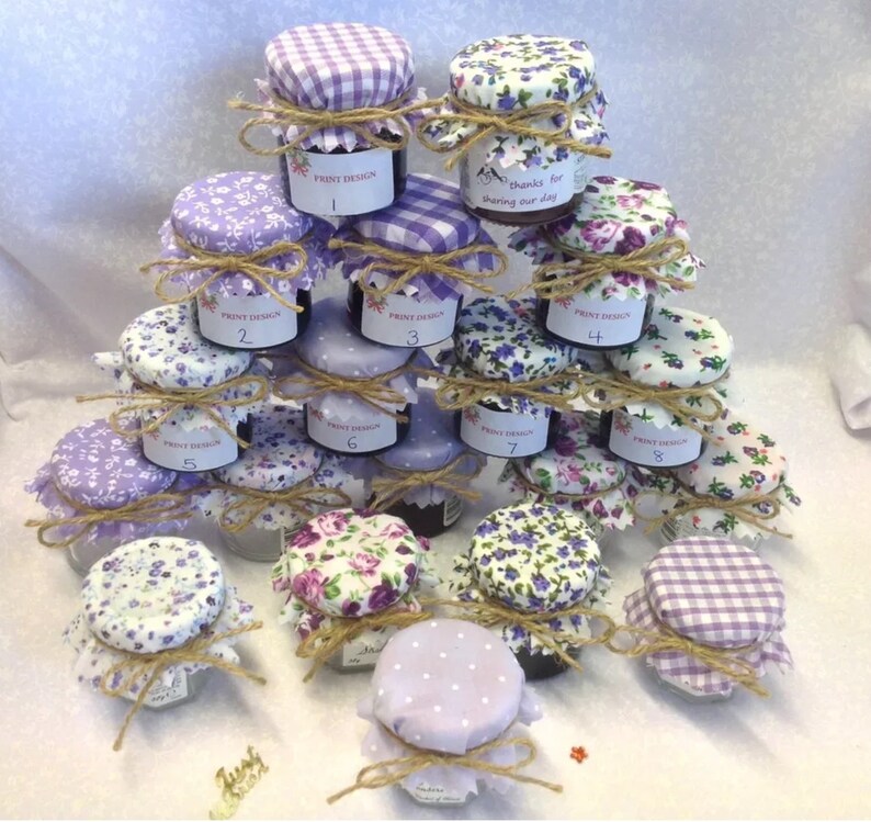 100 X Fabric Jam Jar Tops Wedding Jam Covers 3 Sizes Avalible Etsy UK