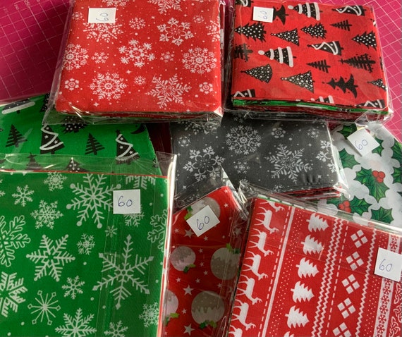 60 X Christmas Fabric Squares Charm Pack 5 X 5 Square 15 Different Xmas  Patterns. 