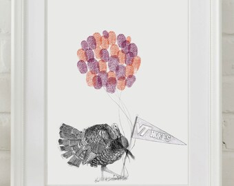 Virginia Tech Hokie Print: Fingerprint Guestbook, Nursery Art