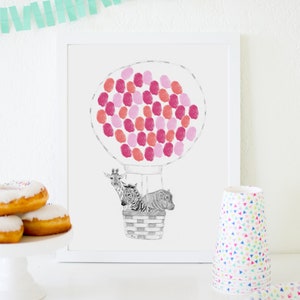 Stampa mongolfiera / Palloncini con impronte digitali / Regalo per neonati / Libro degli ospiti per la doccia / Arte con impronte digitali / Tema per la cameretta dei bambini con mongolfiera