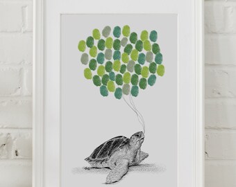 Turtle Fingerprint Art Print: Nursery Decor (Digital Download)