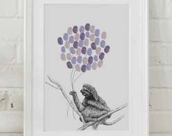 Sloth Fingerprint Guestbook Art: Baby Shower Keepsake Print