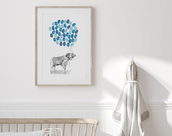 UNC Rameses Ram Fingerprint Guestbook Print: Tarheel Nursery Art