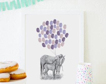 Mare and Foal Print | Horse Drawing | Thumbprint art | Fingerprint balloons | Pony Party horses | Baby Shower guestbook