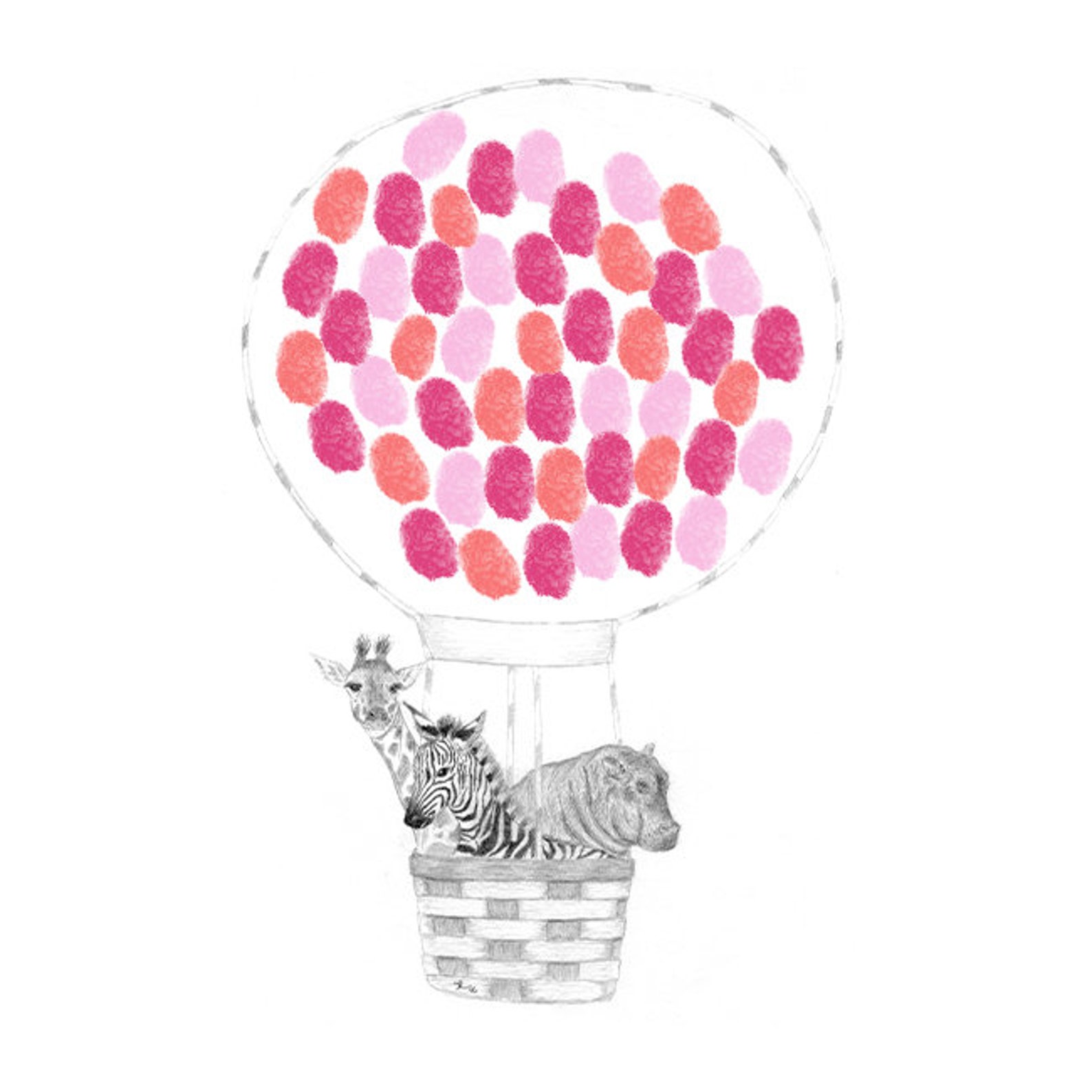 Hot Air Balloon Print Fingerprint Balloons Baby Gift Etsy