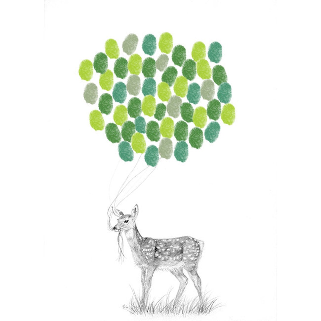 Deer Print | Gift for Him | Father's Day | Fingerprint Art | Thumbprint ...