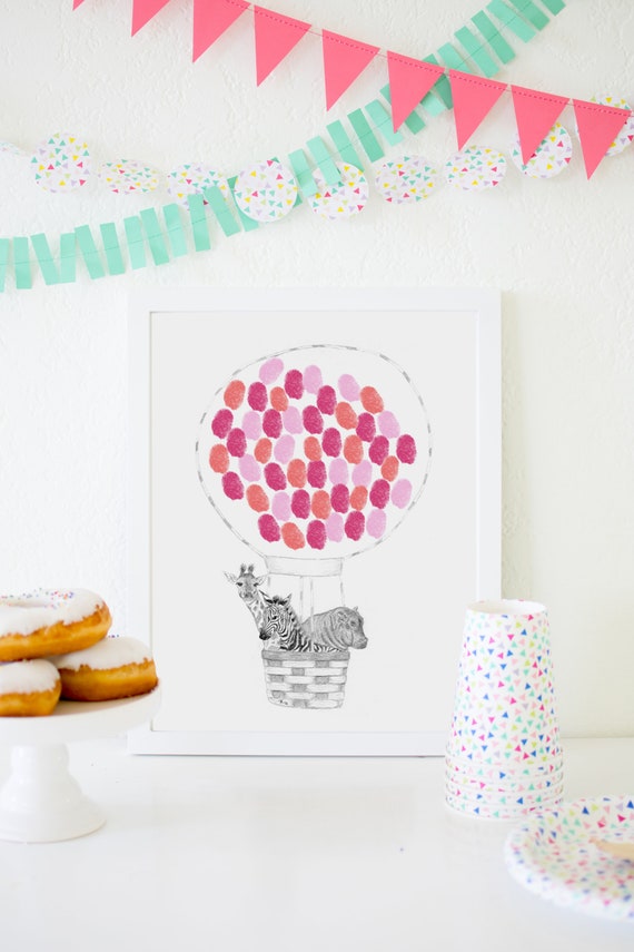 Hot Air Balloon print Fingerprint balloons Baby gift | Etsy