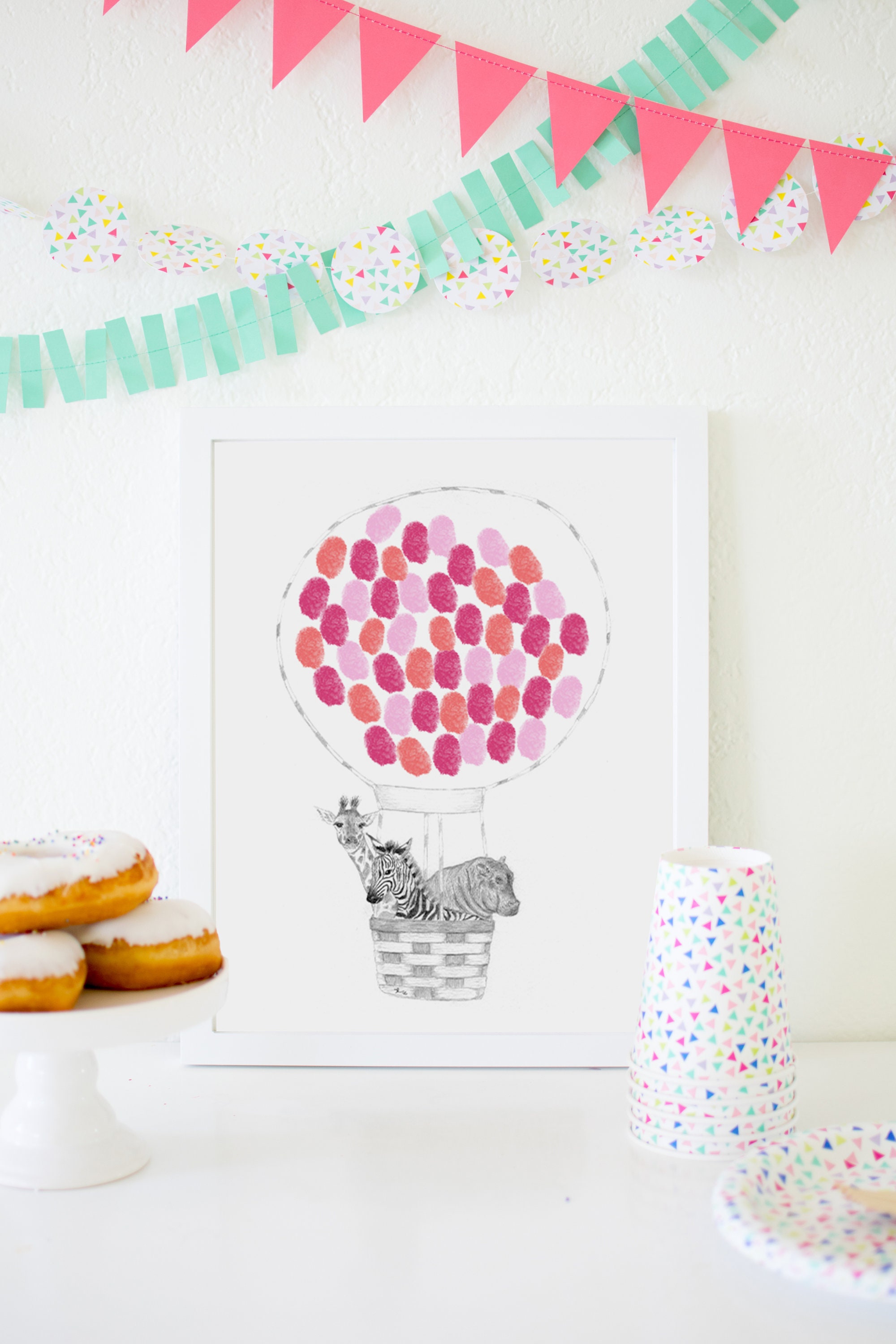 Hot Air Balloon Print | Fingerprint Balloons | Baby Gift | Shower ...