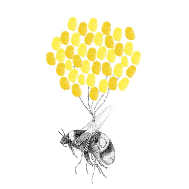 Bumble Bee Print Fingerprint Balloons Thumbprint Art Baby Shower