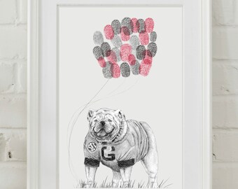 Uga Bulldog Guestbook Print | Georgia Dawgs Baby Shower Art