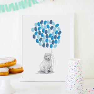Dog print | Goldendoodle | Baby shower thumbprint guestbook | Nursery art | Fingerprint balloons | Labradoodle gift