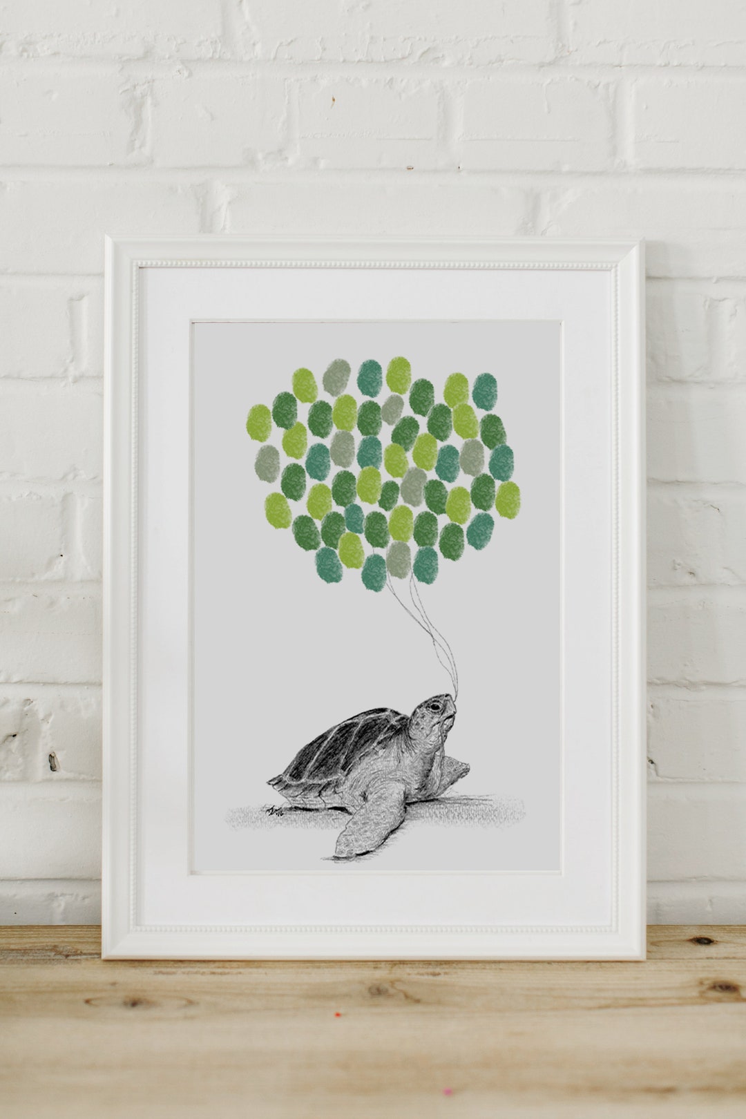 Sea Turtle Fingerprint Guestbook | Baby Shower Art Print - Etsy