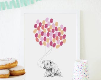 Pig Thumbprint Guestbook: Baby Shower Nursery Art (A3 - Digital Download)
