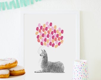 Llama Fingerprint Guestbook Print: Baby Shower Decor