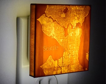 Seattle Map - Night Light -