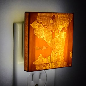 Seattle Mapa - Luz Nocturna -