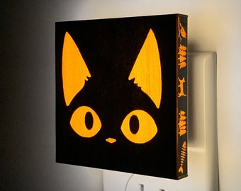 Czarna lampka nocna Cat