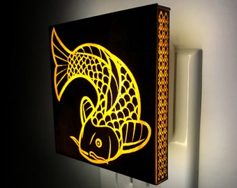 Koi Fish Nighlight, Painting, Betta Fish, Pond Signs, Decor Lantern